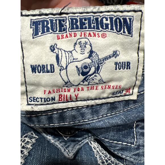 True Religion Vintage Mens Billy w/ Spiderweb Stitched Flap Pockets Size 38 - Picture 5 of 10